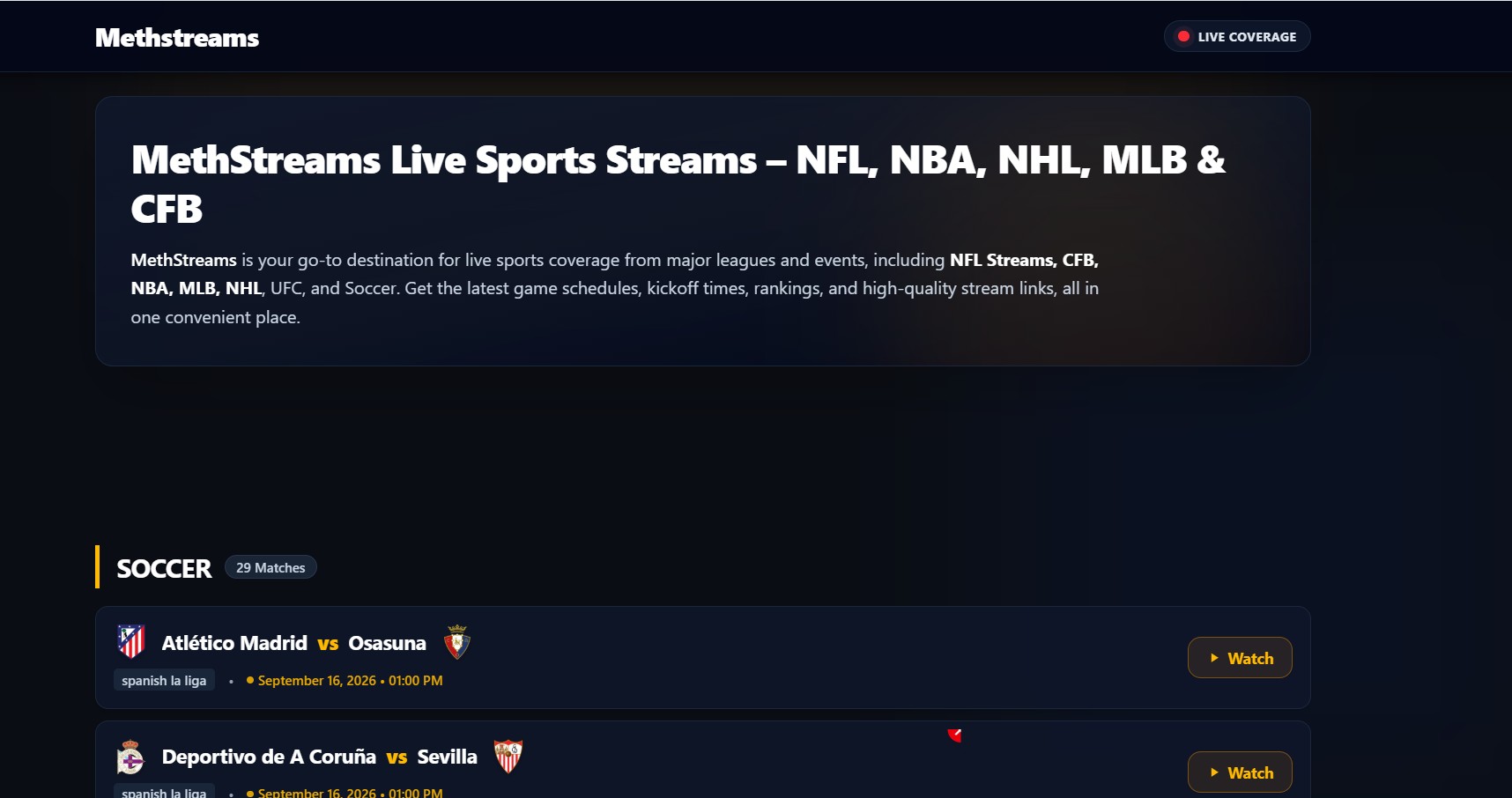 Methstreams - Next-Generation NFL Streams, BuffStreams & CrackStreams Sports Hub